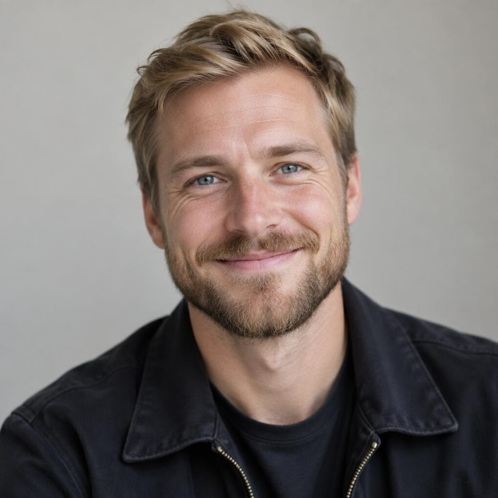 Smiling man with a beard looking at the camera