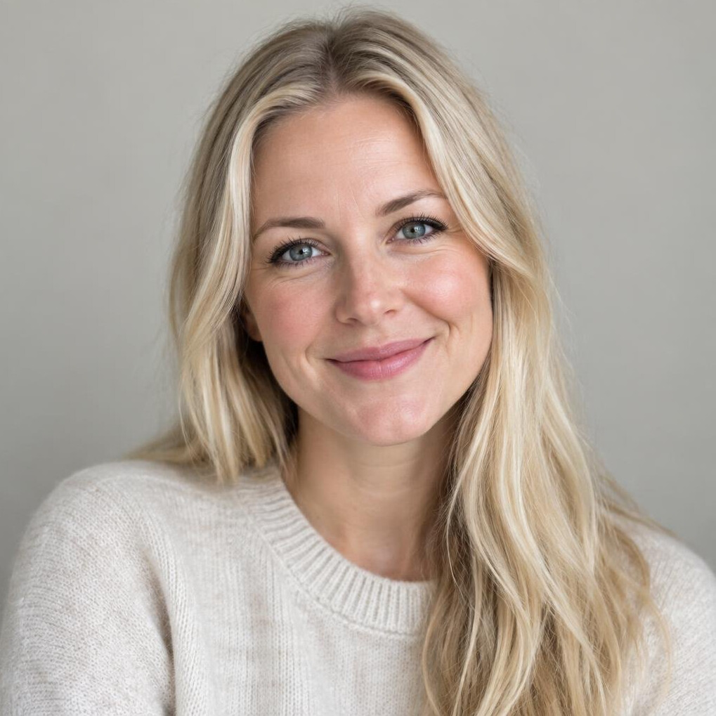 Portrait of a woman with long hair smiling